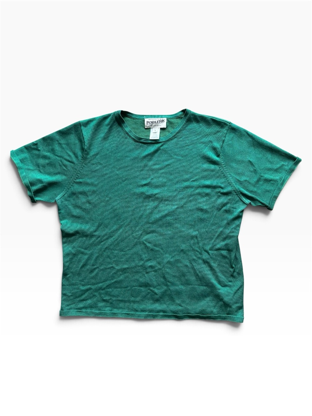 Pendleton Green Short Sleeve Shirt Sz L Silk Business Grandmacore Fall Vintage